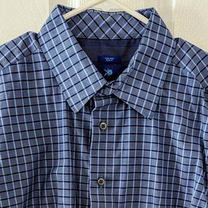 Men's Blue Egara Dress Shirt Button Down (Large)